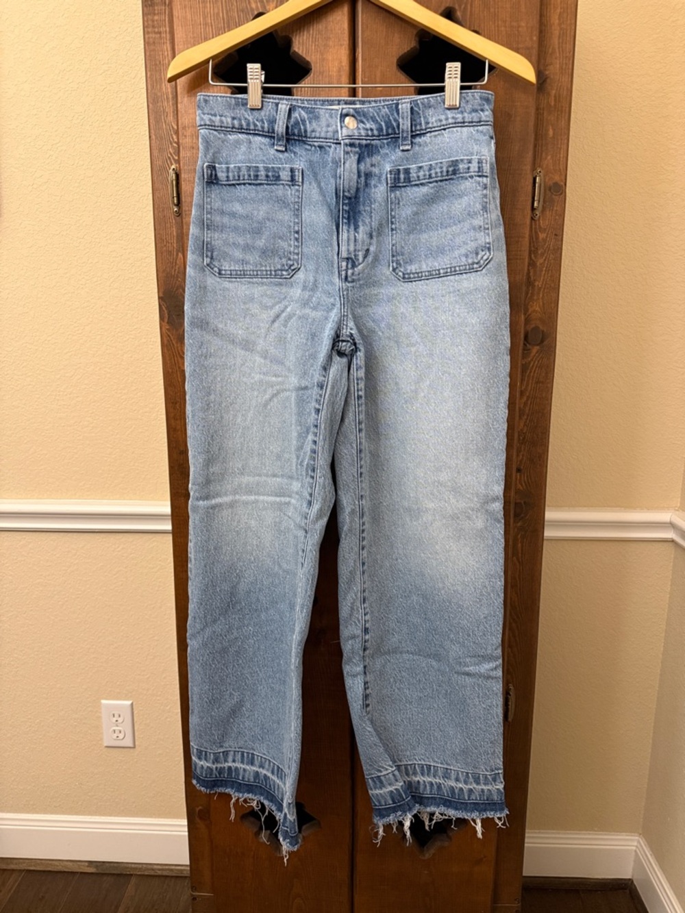 Madewell Emmett Wide Leg Jean Let Down Hem Patch Pocket Banning Women's Size 28